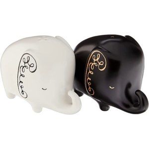 Kate Spade Lenox Black White Woodland Park Elephant Salt and Pepper set